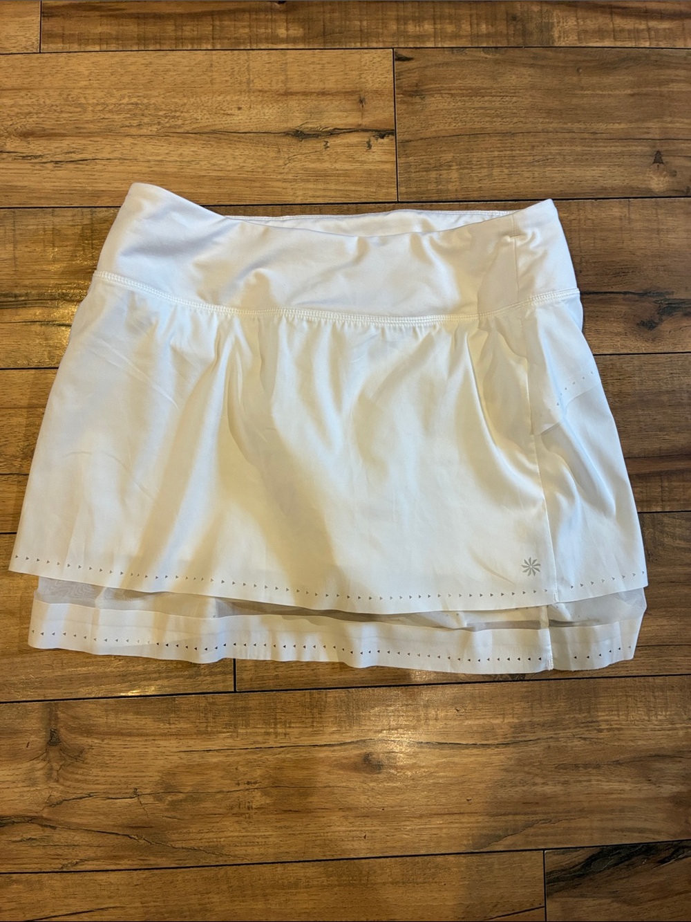 Athleta White Layered Skort with Laser-Cut Hem